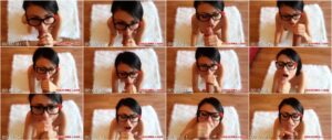 Amateur Asian teen in glasses bj